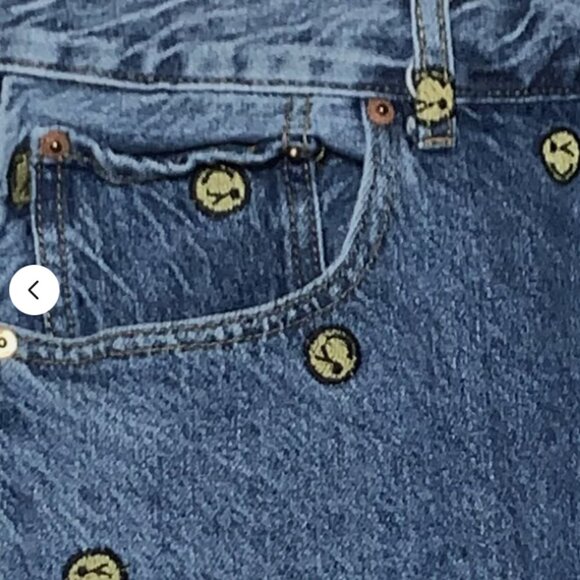 PacSun Mens Embroidered Smiley Face Jeans Fits 36x30 VTG Loose Button Fly RARE - Picture 6 of 14